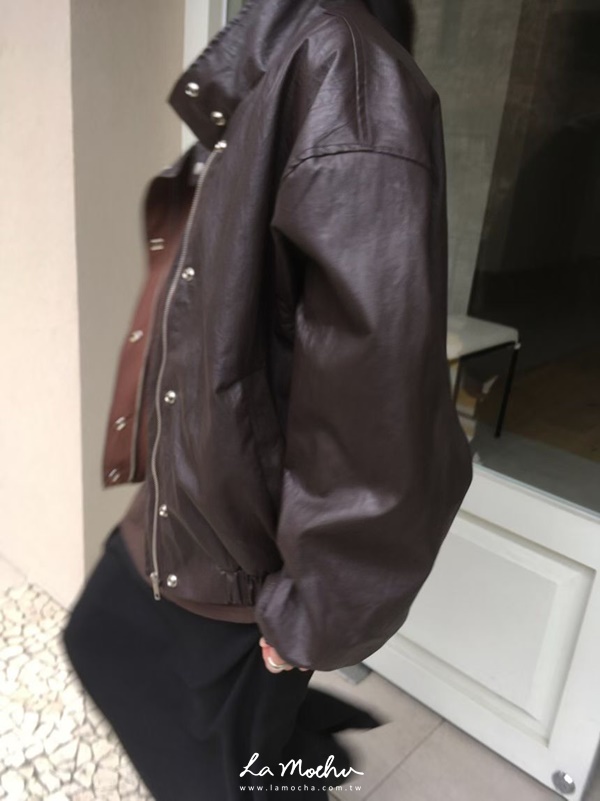 尼龍皮革立領夾克外套